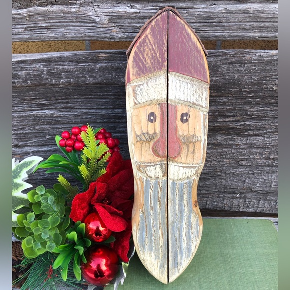 Recycled wood Christmas Santa Nutcracker prim Xmas decor hand carved Handmade ❤️ - Picture 1 of 8